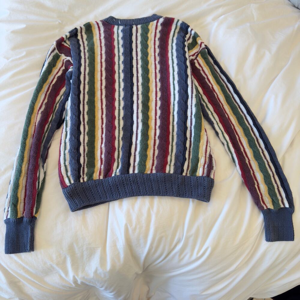 Vintage 90s Structure Coogi Style Funky Crewneck Pullover Sweater Men's M - Picture 4 of 5